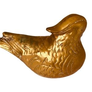 Sitting  Bird / Quail Solid Brass Figurine Vintage Mid Century paperweight